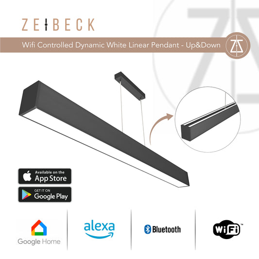 Zeibeck 40cm UP&DOWN WI-FI Controlled Dynamic White (2700K-6500K) Linear Pendant