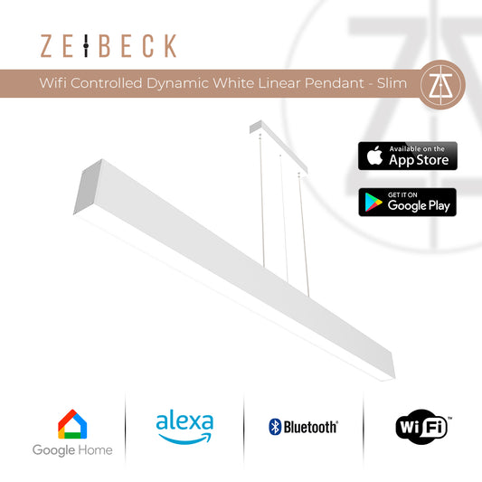 Zeibeck 120cm SLIM WI-FI Controlled Dynamic Color (2700K-6500K) Linear Pendant