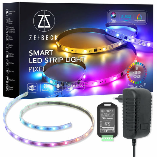 Zeibeck Wifi Controlled RGBIC Pixel Strip Led Outdoor - 5mt.