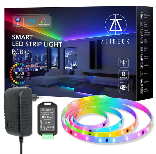Zeibeck Wifi Controlled RGBIC Pixel Strip Led Indoor - 5mt.